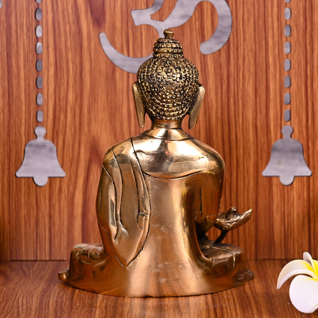 Brass Sitting Buddha Meditation Statue (6.5 Inch) Vedansh Craft