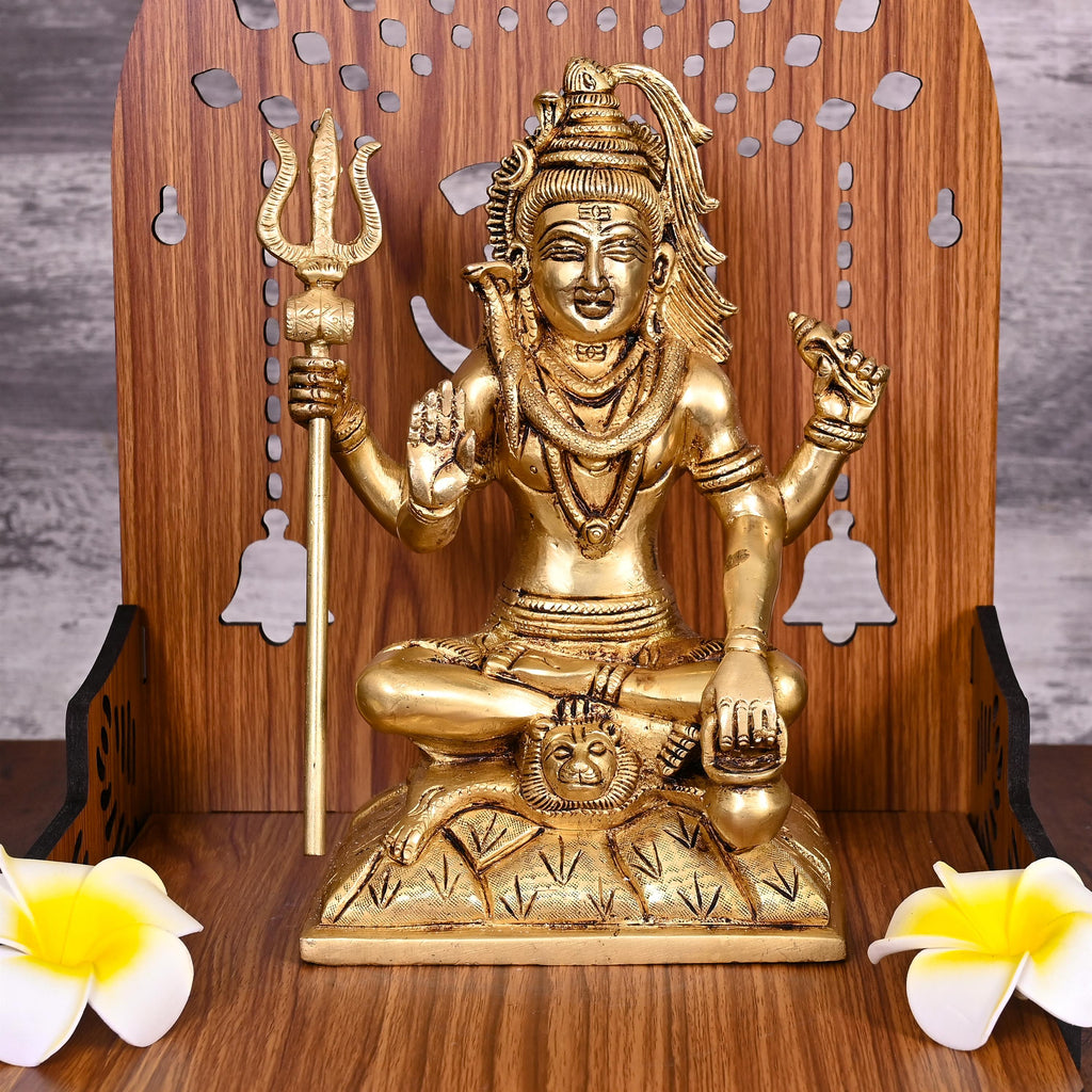 Brass Sitting Lord Shiva Idol Statue (8.5 Inch) Vedansh Craft