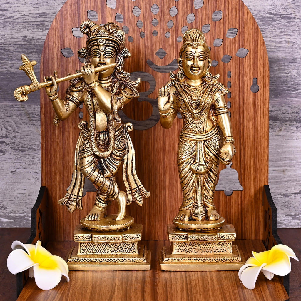 Brass Standing Radha Krishna Idols Set (9.5 Inch) Vedansh Craft