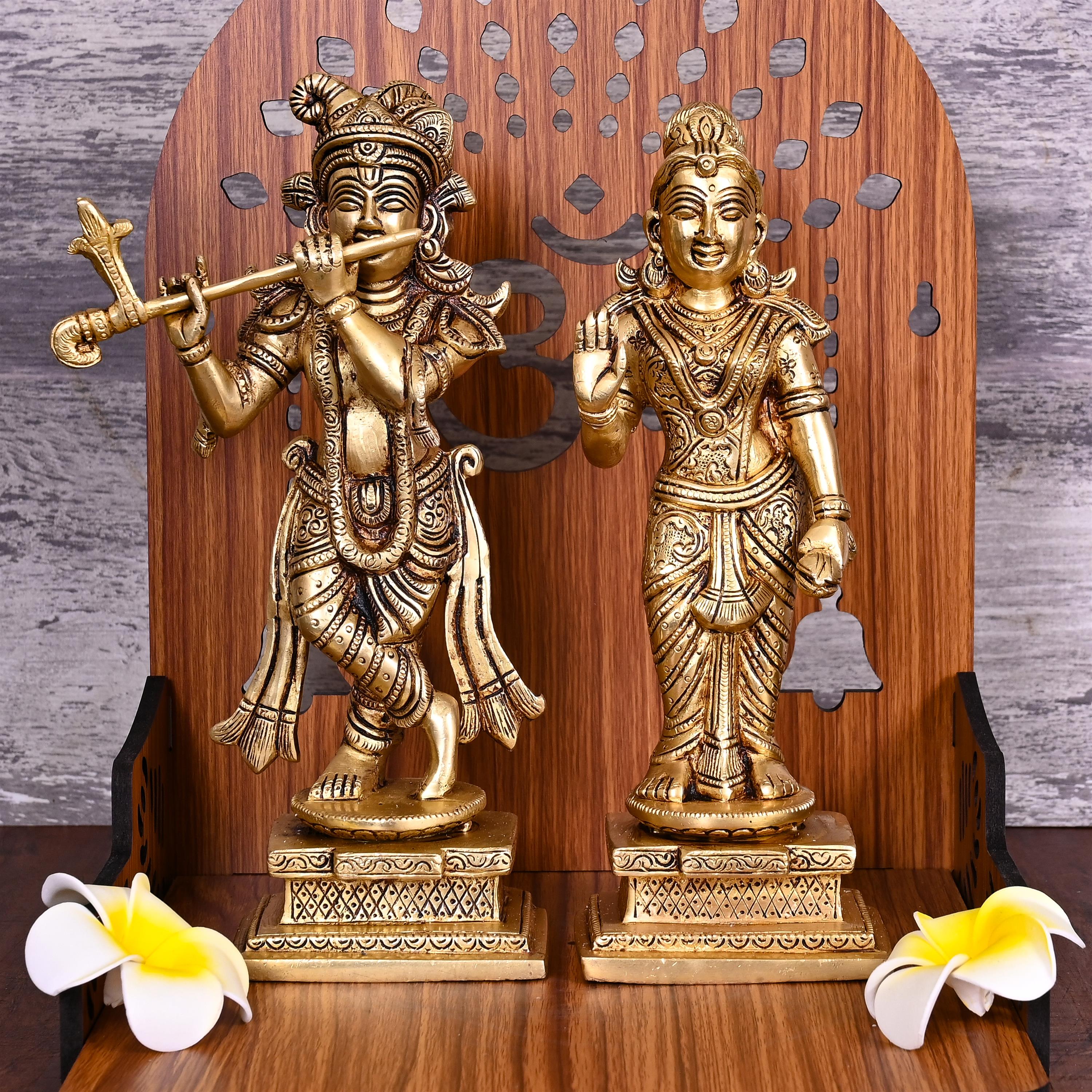 Brass Standing Radha Krishna Idols Set (9.5 Inch) Vedansh Craft