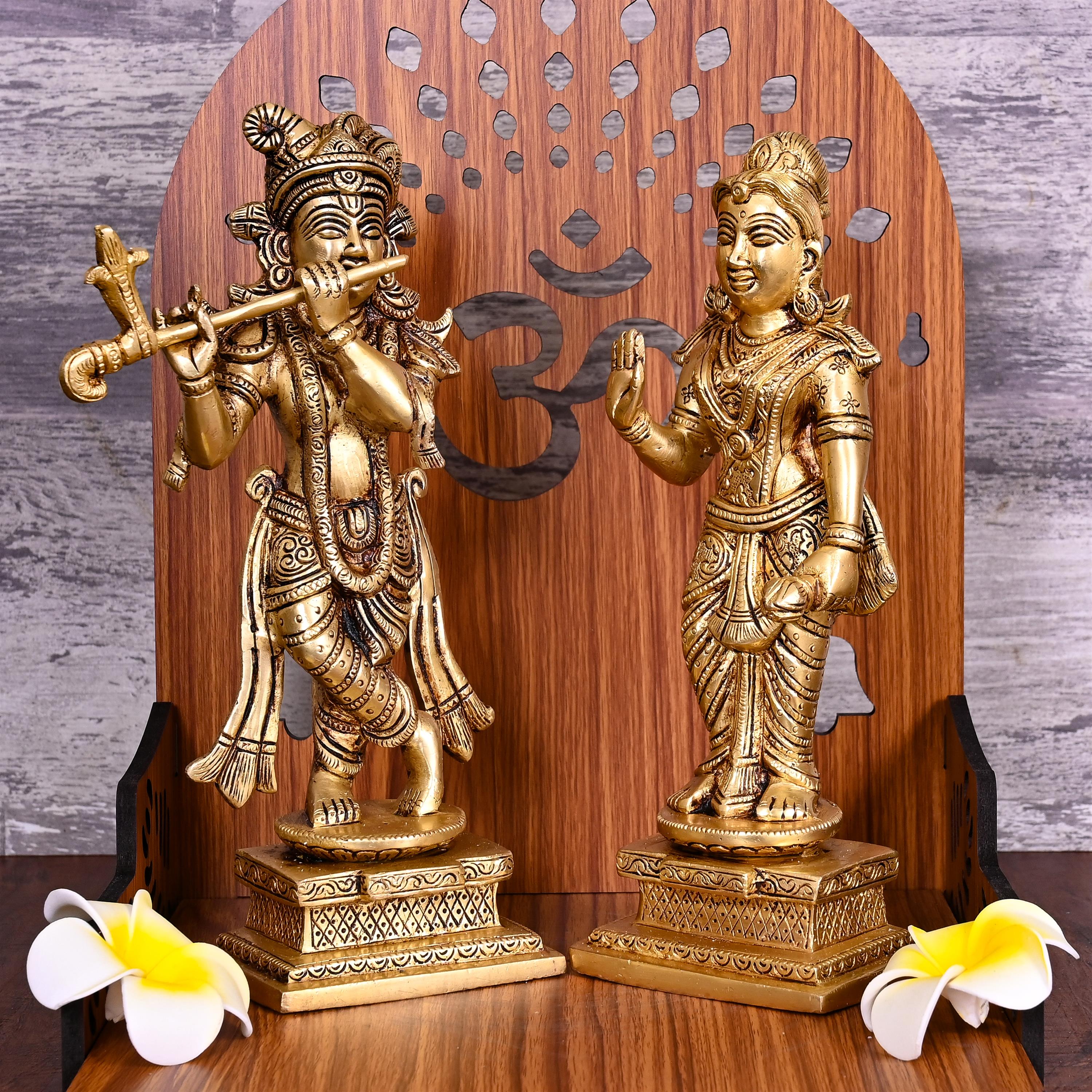 Brass Standing Radha Krishna Idols Set (9.5 Inch) Vedansh Craft
