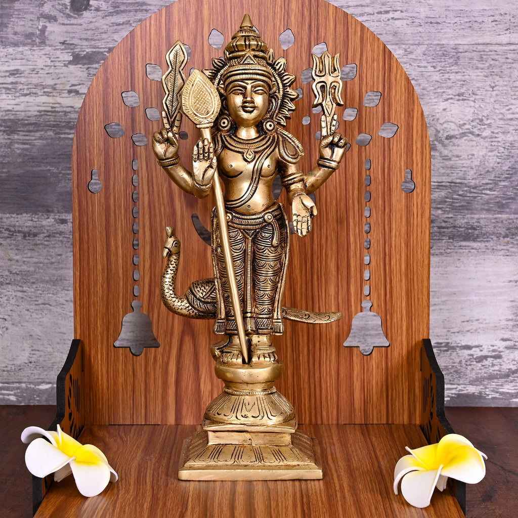 Brass Standing Lord Murugan/Kartikeya Statue (11.5 Inch) Vedansh Craft