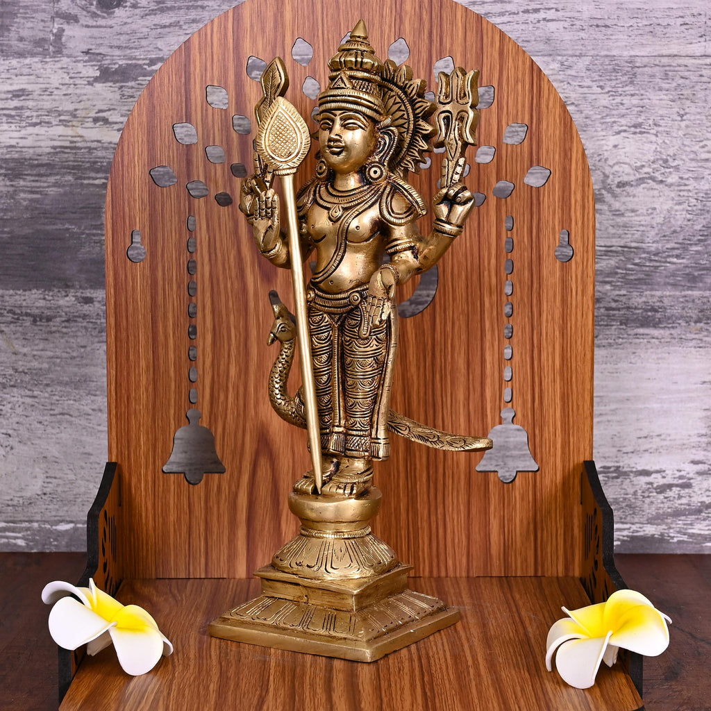 Brass Standing Lord Murugan/Kartikeya Statue (11.5 Inch) Vedansh Craft