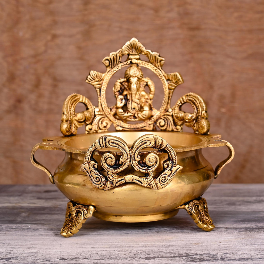 Brass Traditional Ganesha Urli/Floater (7 Inch) Vedansh Craft