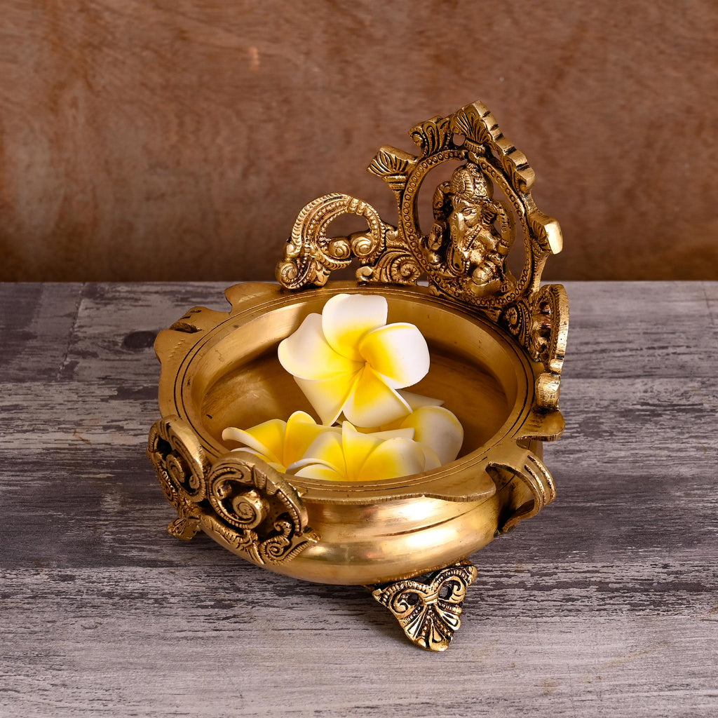 Brass Traditional Ganesha Urli/Floater (7 Inch) Vedansh Craft