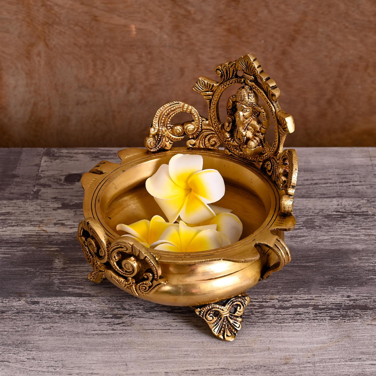 Brass Traditional Ganesha Urli/Floater (7 Inch) Vedansh Craft
