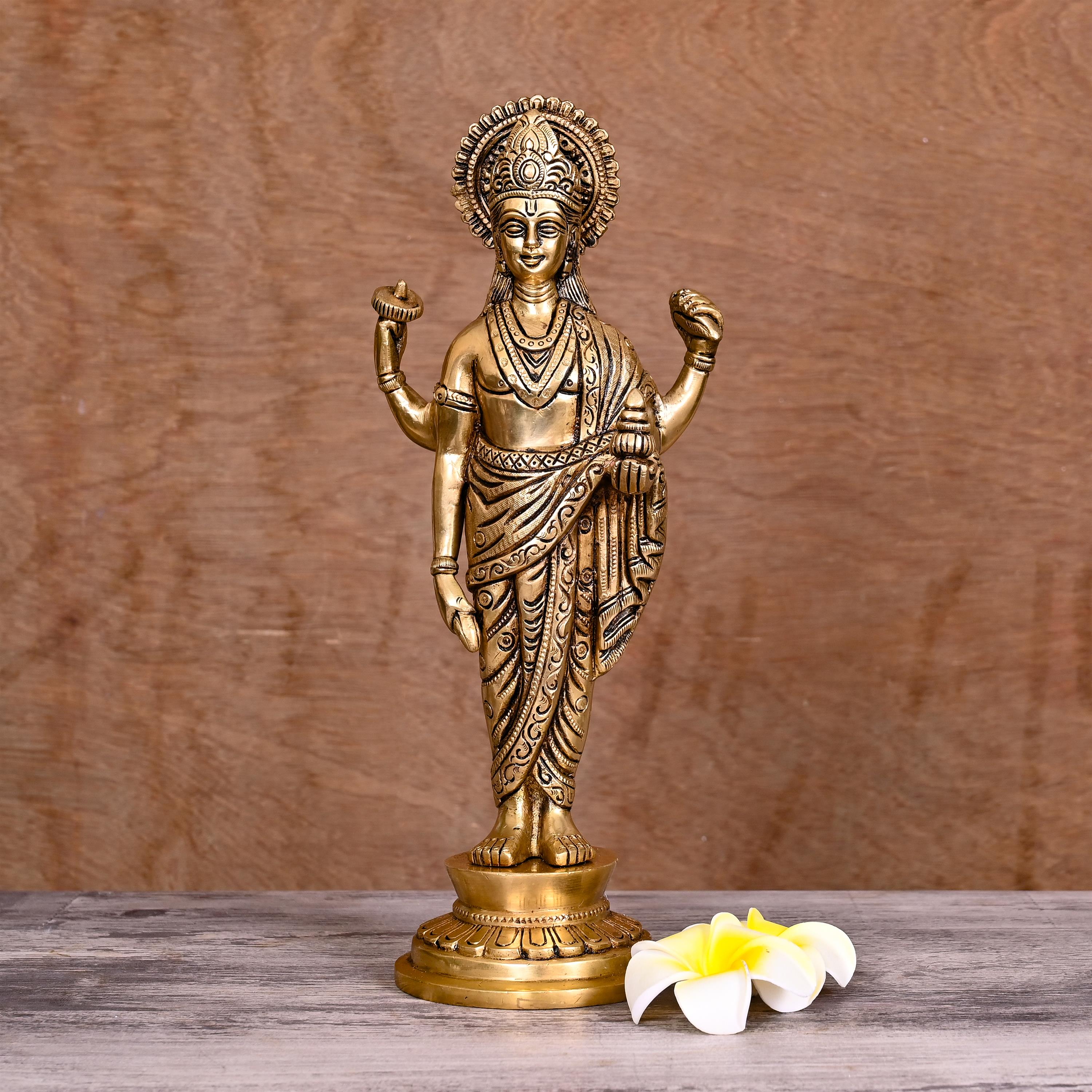 Brass Superfine Lord Dhanvantari Statue (12 Inch) Vedansh Craft