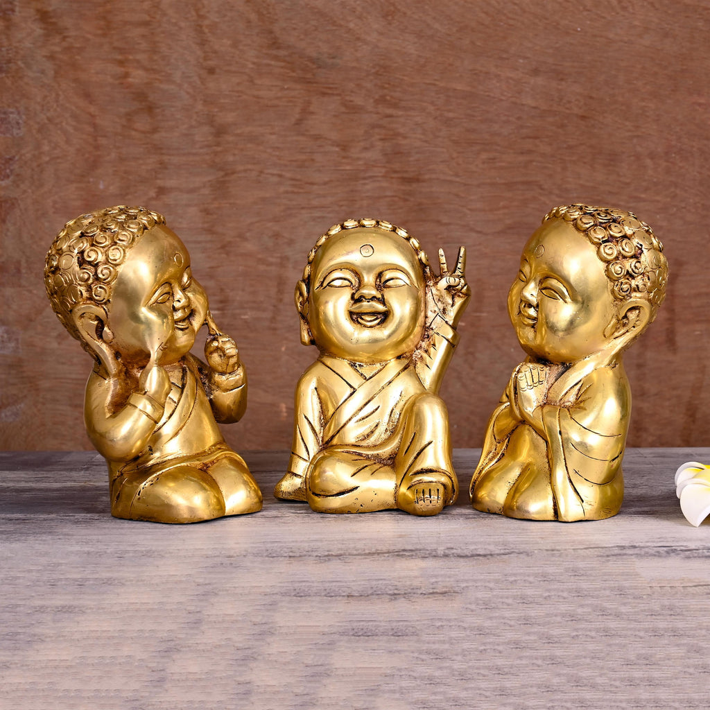 BRASS BABY LAUGHING BUDDHA STATUES (7") Vedansh Craft
