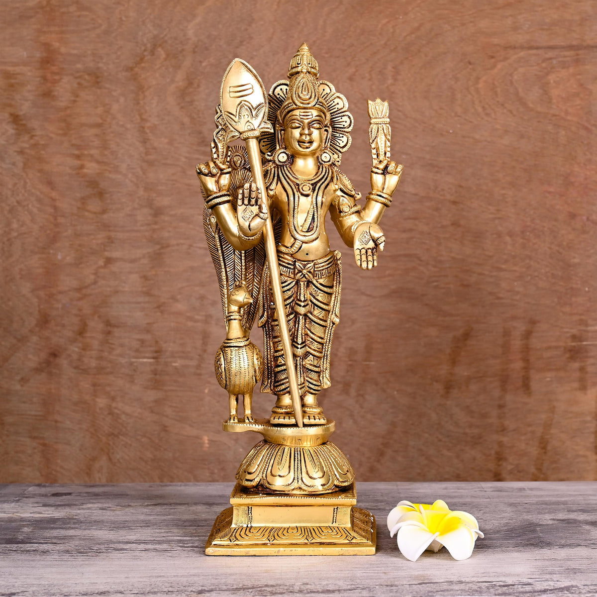 Brass Standing Lord Murugan/Kartikeya Idol (14 Inch) Vedansh Craft