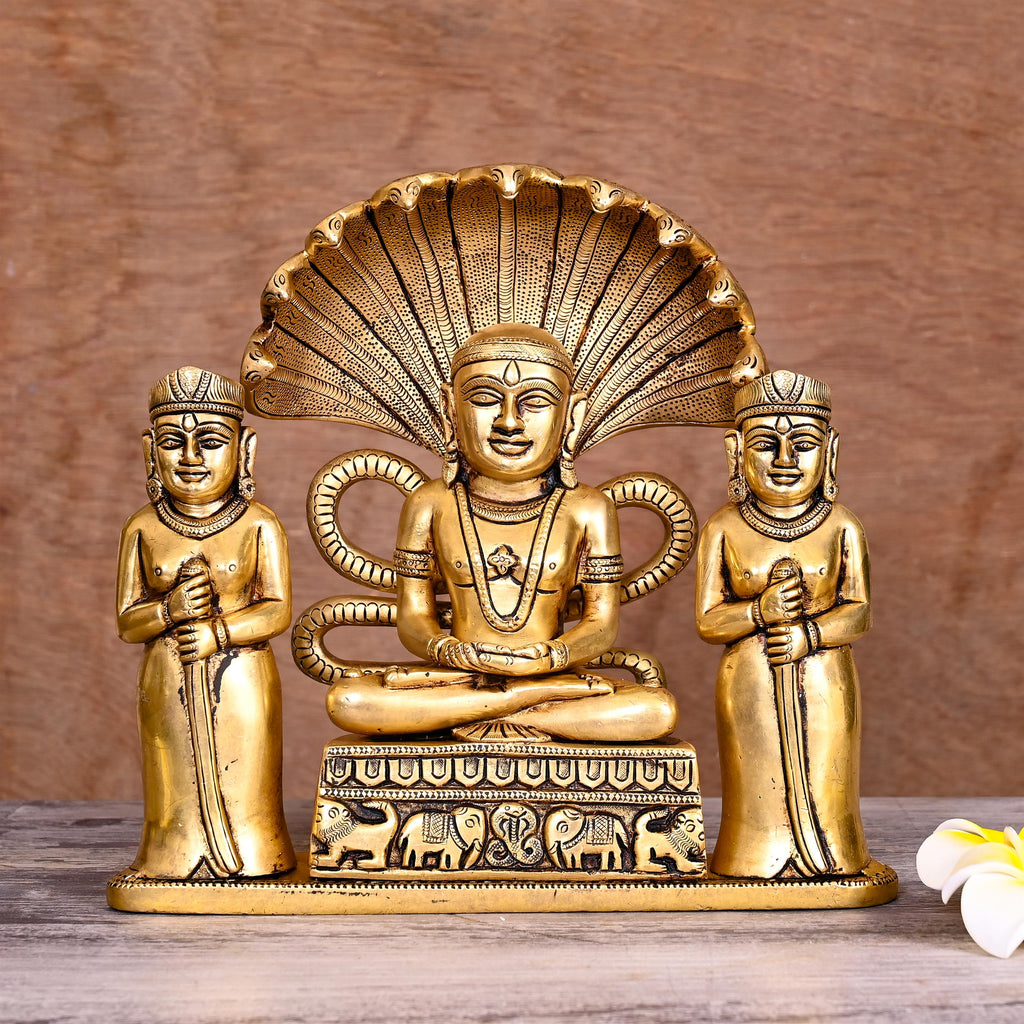 Brass Lord Parshvanatha Swamy Statue (8.5 Inch) Vedansh Craft