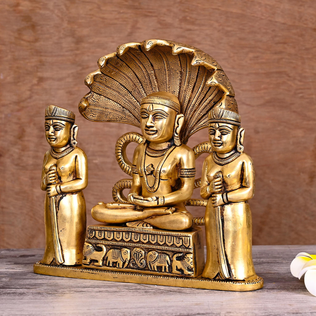 Brass Lord Parshvanatha Swamy Statue (8.5 Inch) Vedansh Craft