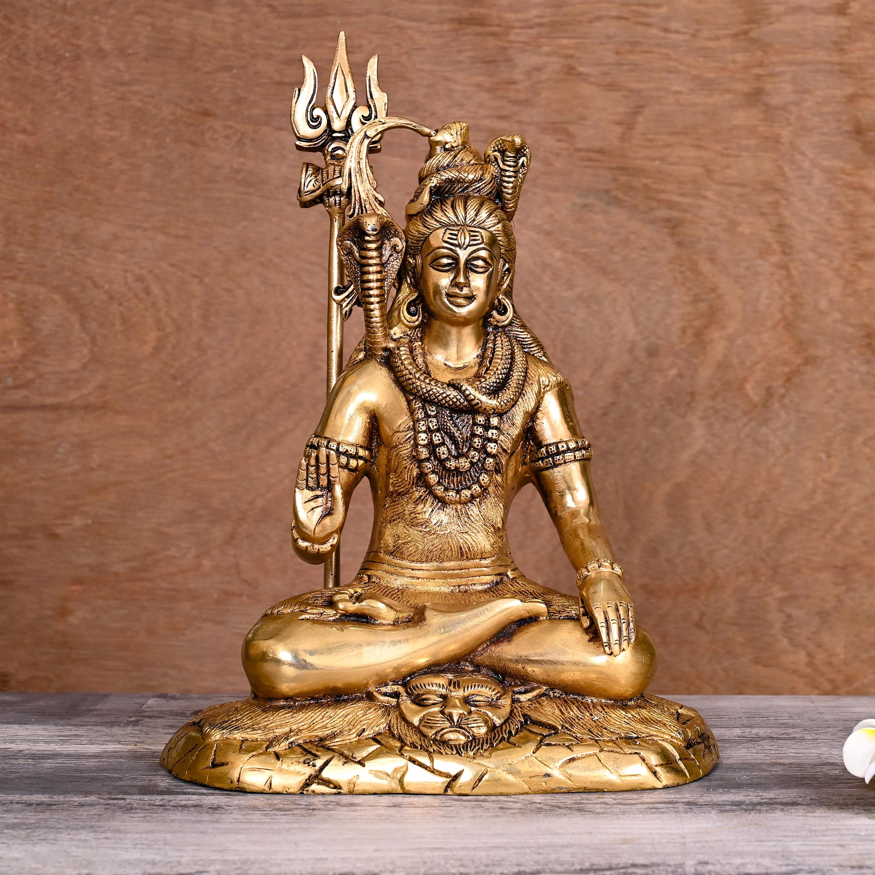 Brass Superfine Sitting Lord Shiva Statue (11.5 Inch) Vedansh Craft