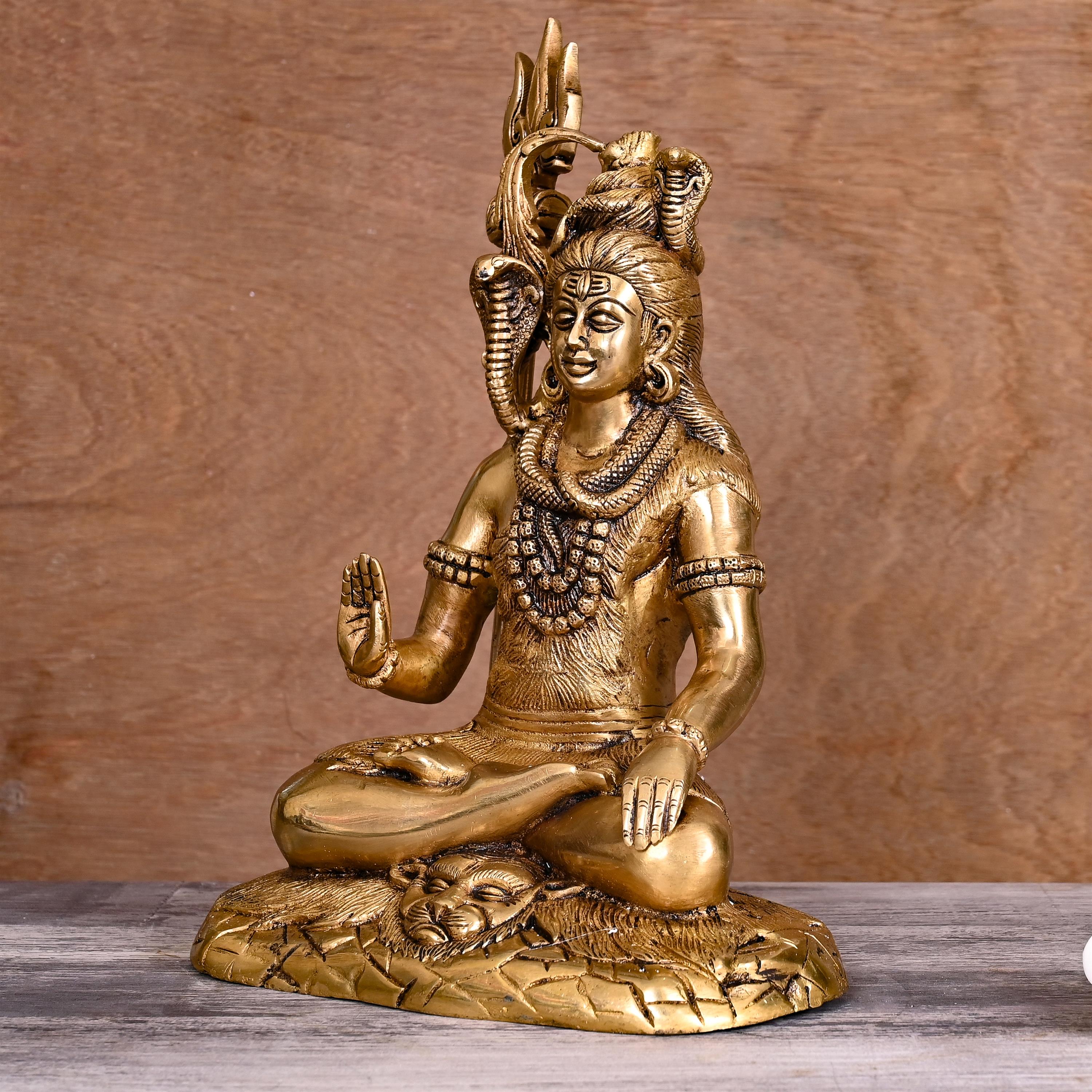 Brass Superfine Sitting Lord Shiva Statue (11.5 Inch) Vedansh Craft