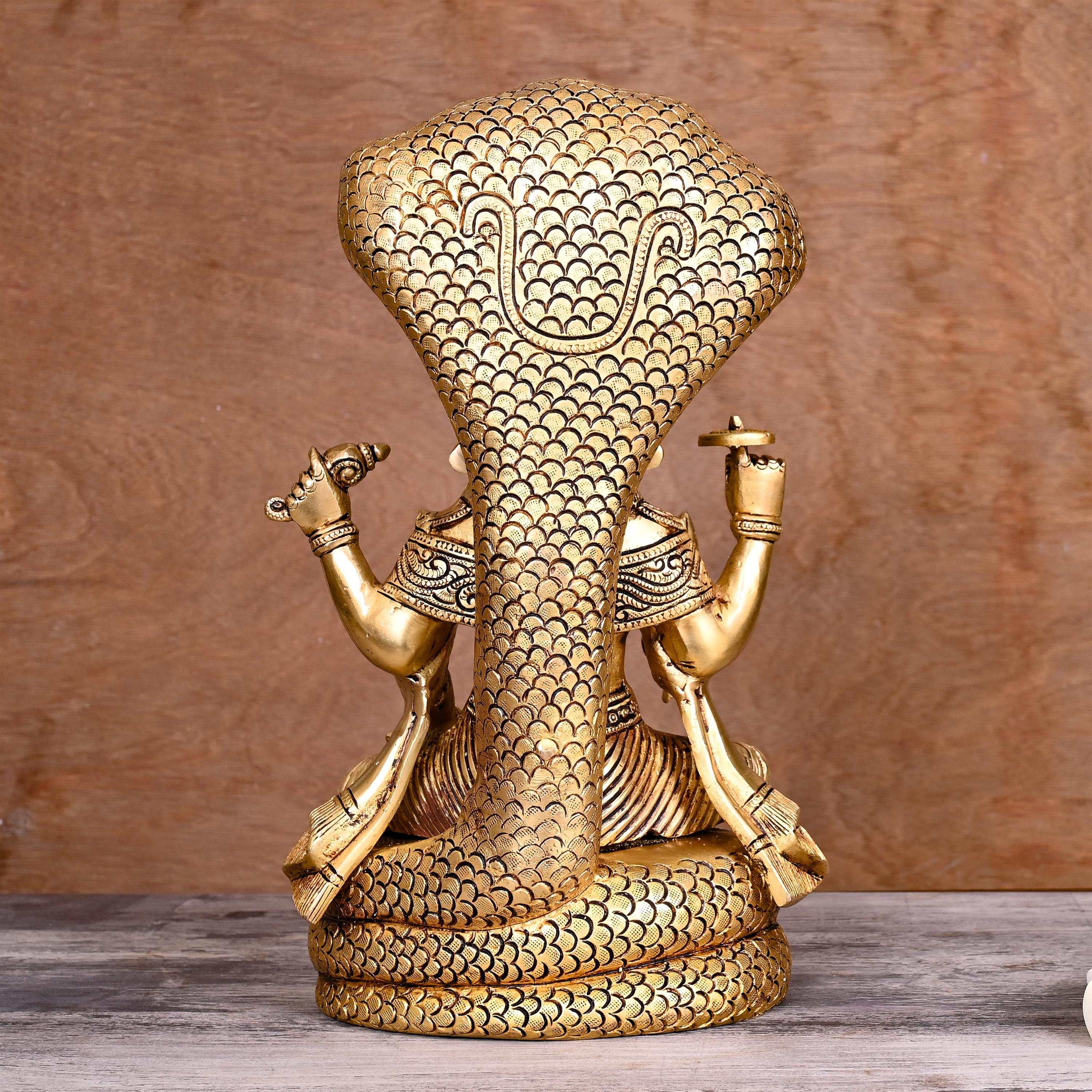 Brass Sitting Lord Vishnu Statue (13 Inch) Vedansh Craft