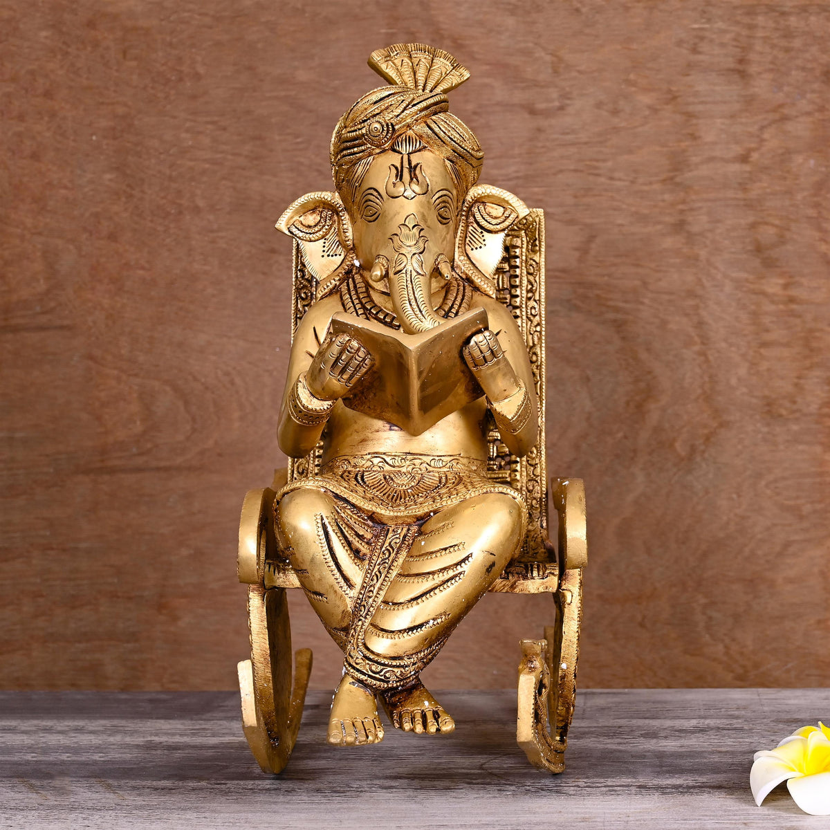Brass Lord Ganesha Resting On Chair (15.5 Inch) Vedansh Craft
