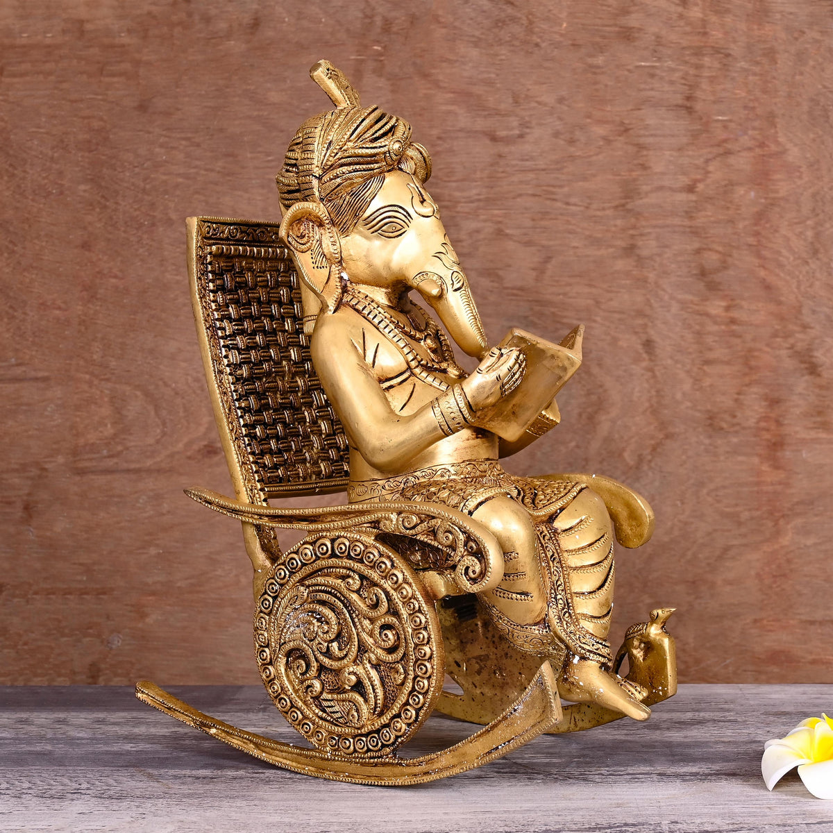 Brass Lord Ganesha Resting On Chair (15.5 Inch) Vedansh Craft