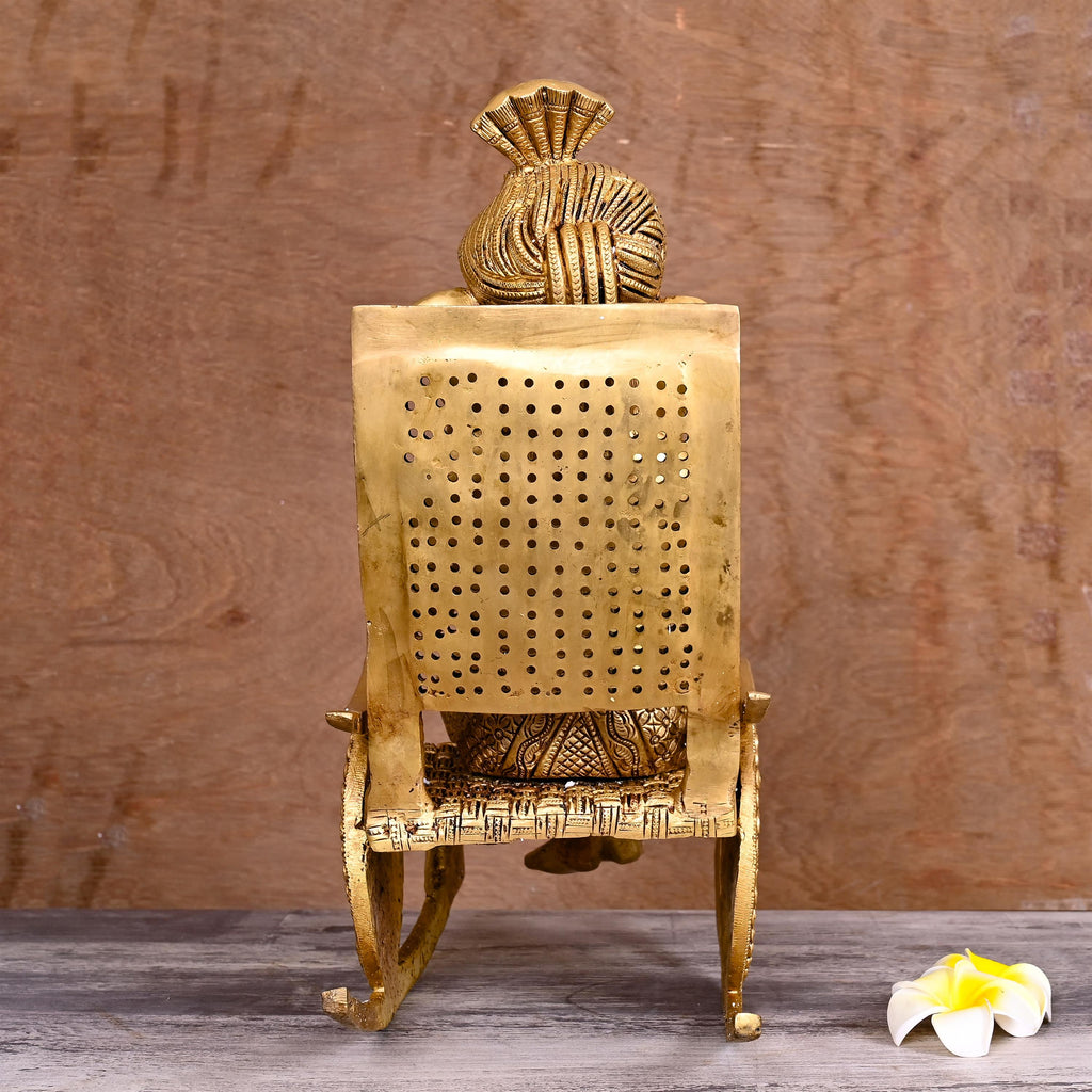 Brass Lord Ganesha Resting On Chair (15.5 Inch) Vedansh Craft