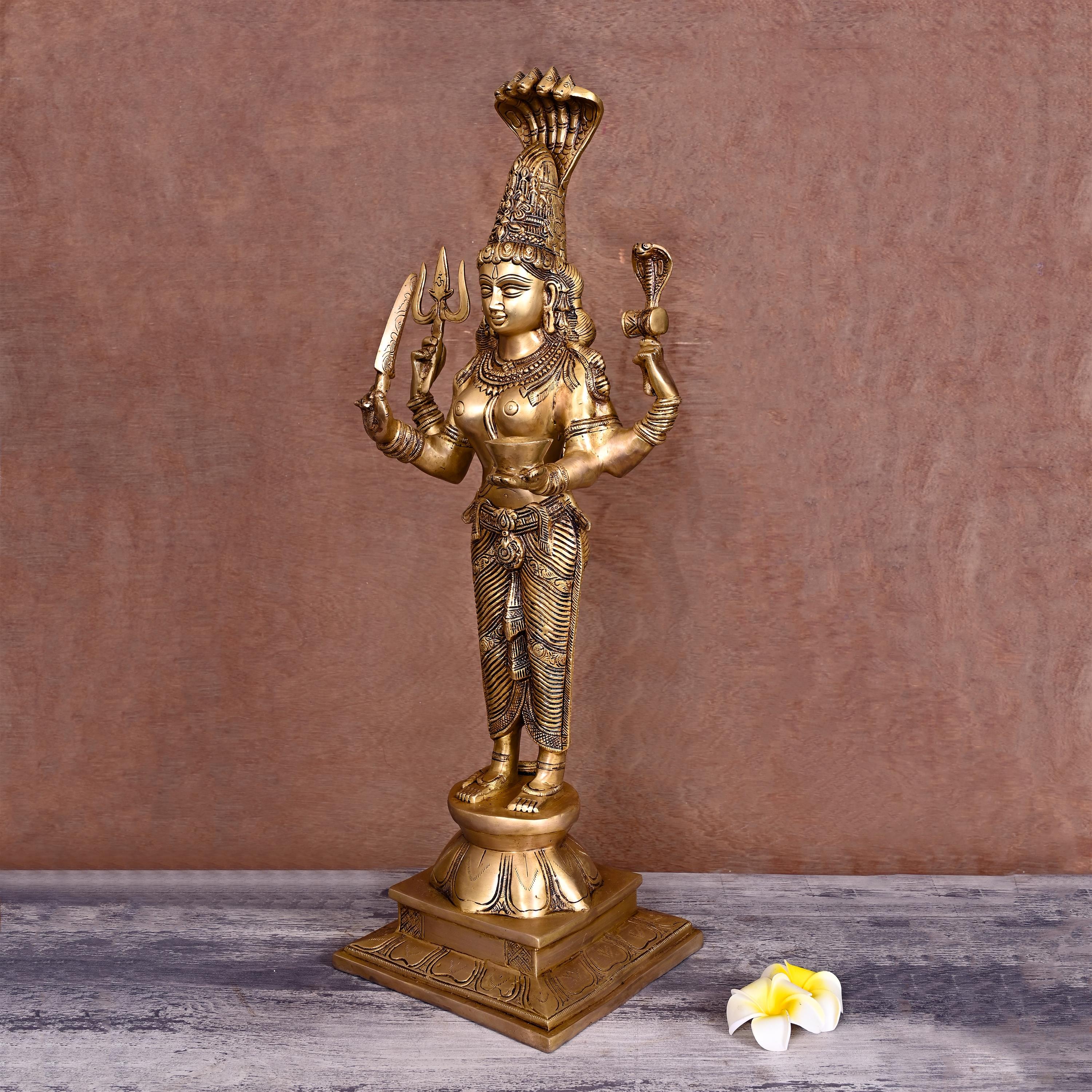 Brass Standing Karumari Amman Superfine Statue (25 Inch) Vedansh Craft