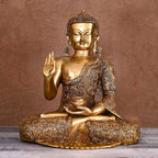 Brass Superfine Handcarved Blessing Buddha (17 Inch) Vedansh Craft