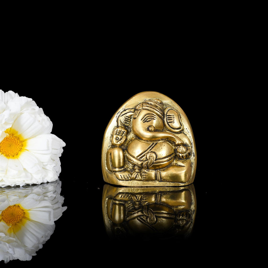 Brass Coconut Two - Faced Ganesha Idol (2.2 Inch) Vedansh Craft