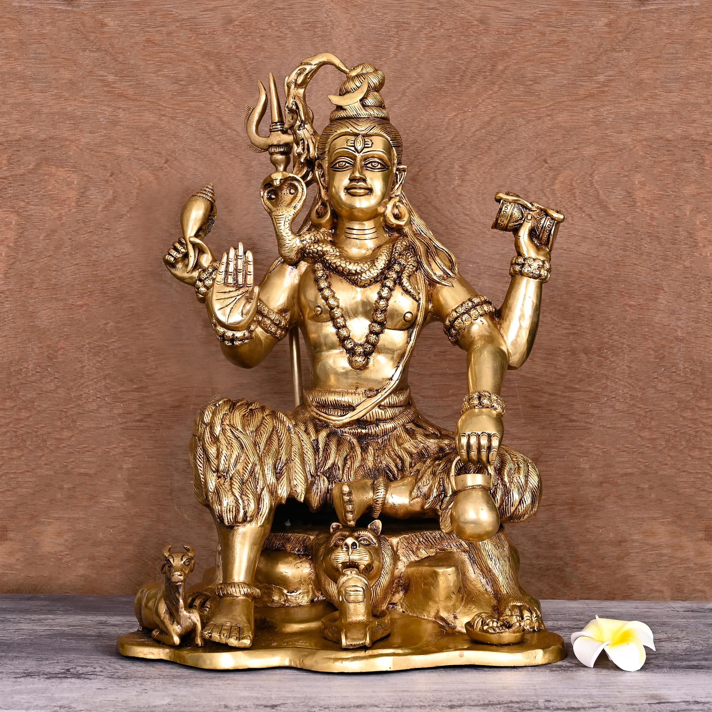 Brass Superfine Lord Shiva Sitting Statue (18.5 Inch) Vedansh Craft