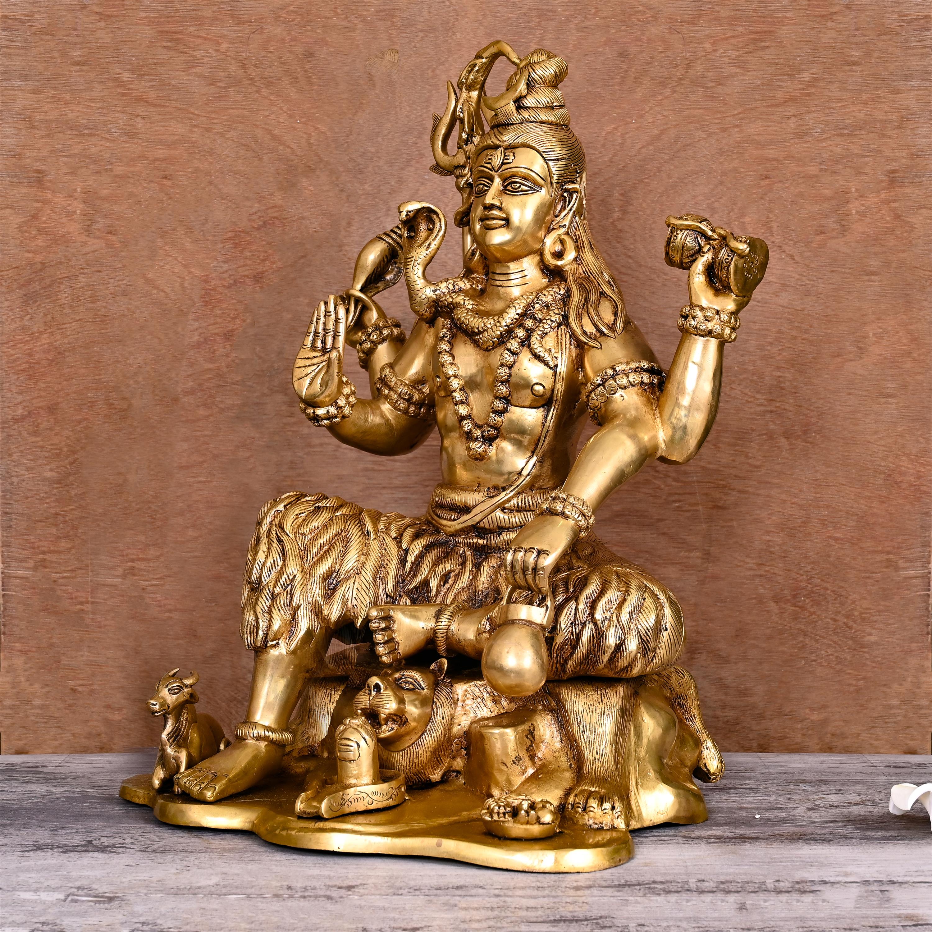 Brass Superfine Lord Shiva Sitting Statue (18.5 Inch) Vedansh Craft