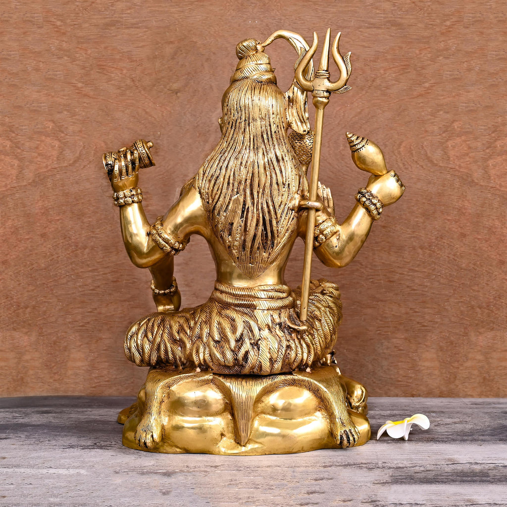 Brass Superfine Lord Shiva Sitting Statue (18.5 Inch) Vedansh Craft