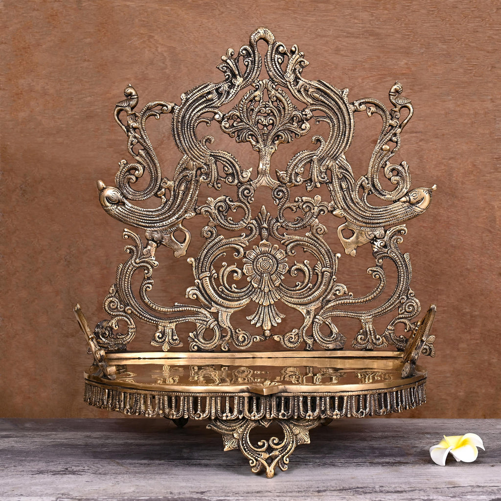 Brass Handcarved Singhasan (20 Inch) Vedansh Craft