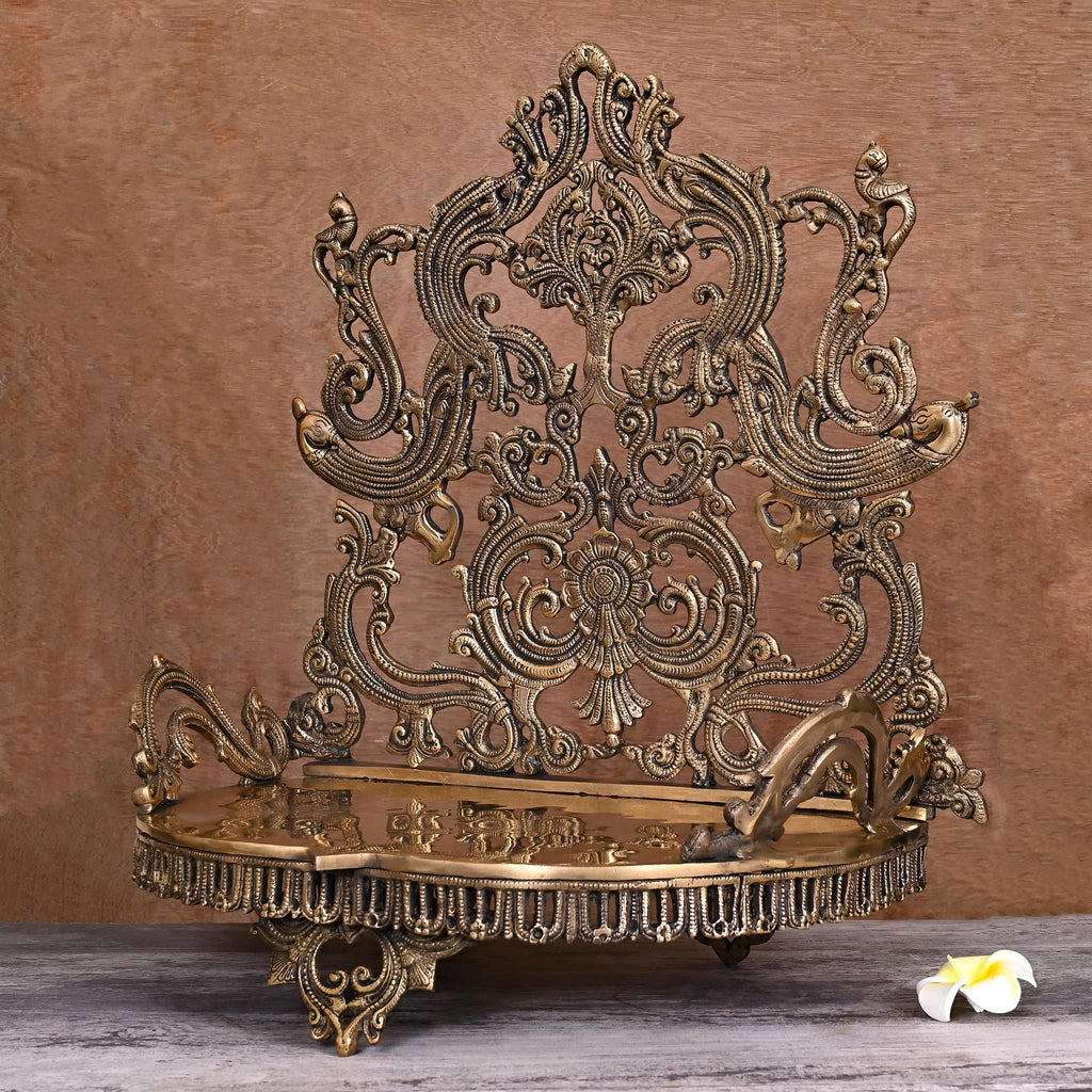 Brass Handcarved Singhasan (20 Inch) Vedansh Craft