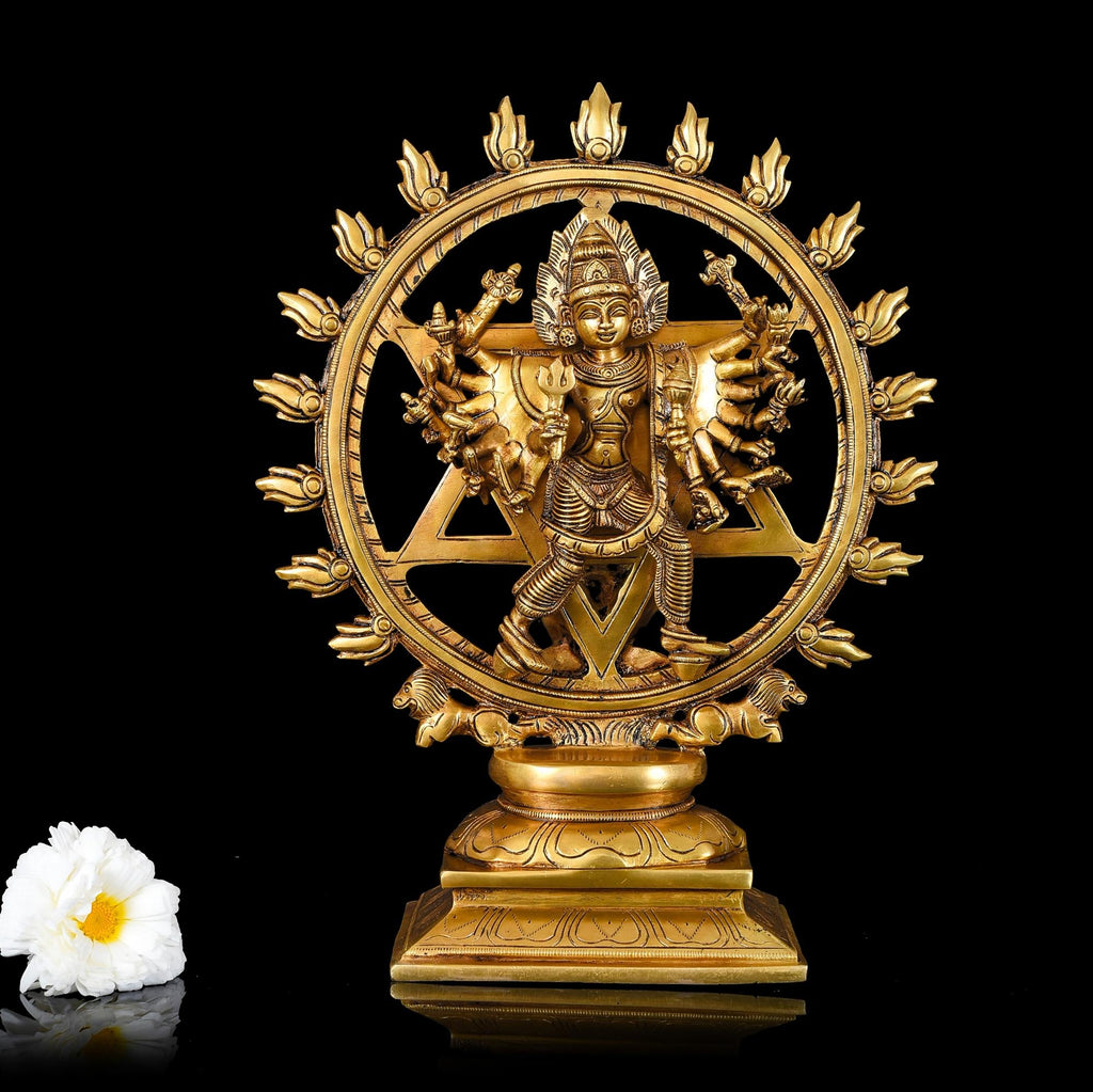 Brass Superfine Vishnu Narasimha Chakratalwar Statue (13.5 Inch) Vedansh Craft