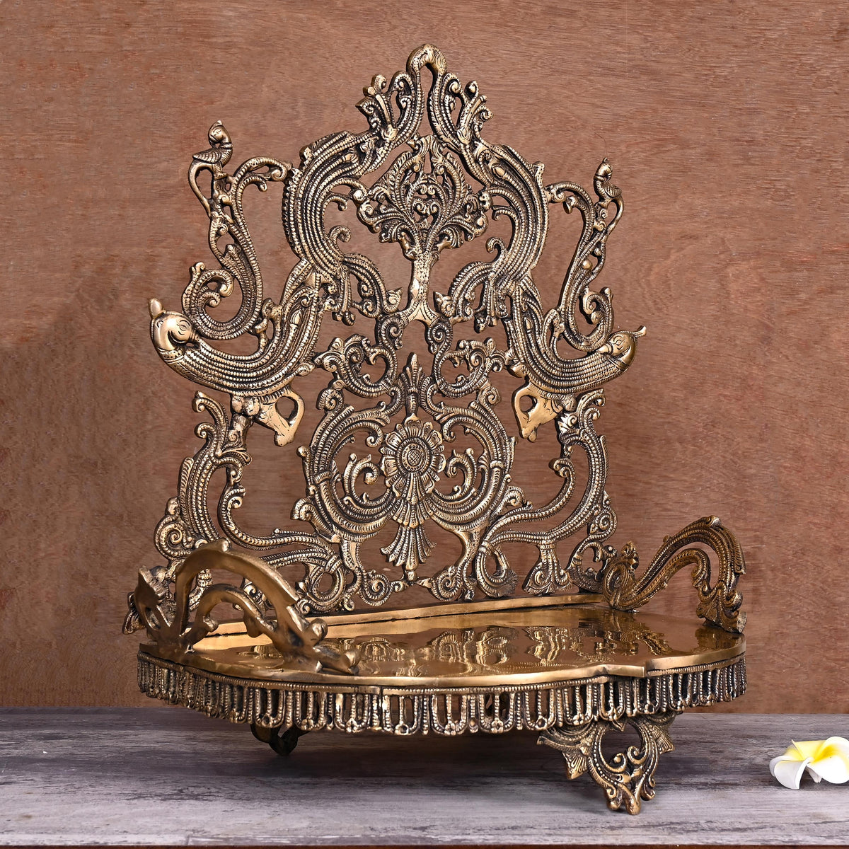 Brass Handcarved Singhasan (20 Inch) Vedansh Craft