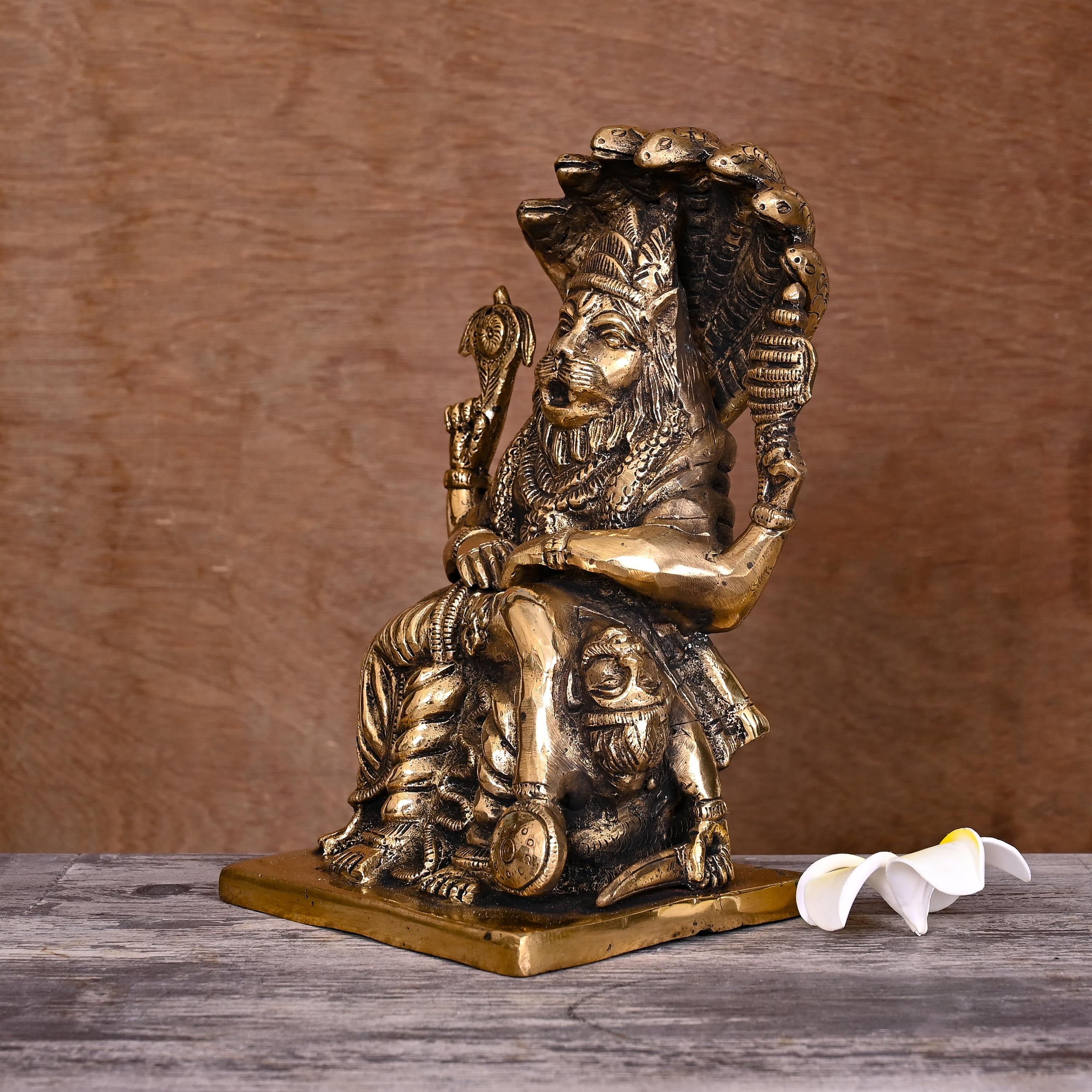 Brass God Narasimha Statue (8.5 Inch) Vedansh Craft
