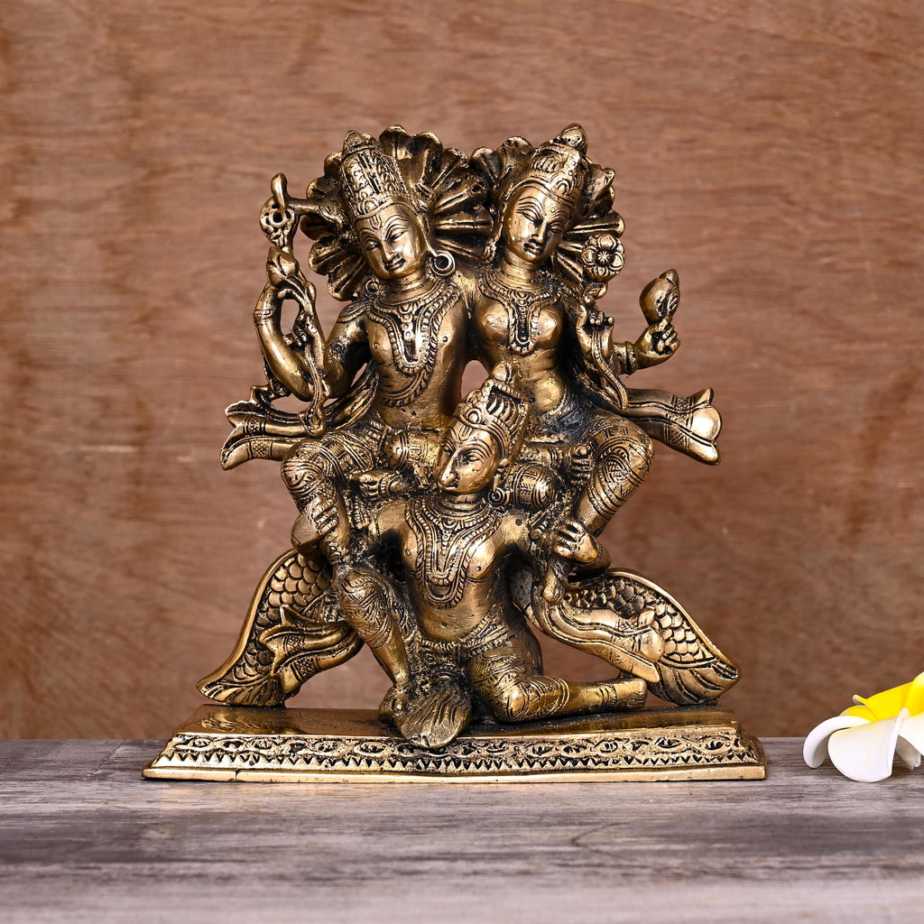 Brass Garuda, Vishnu & Lakshmi Statue (8.2") Vedansh Craft