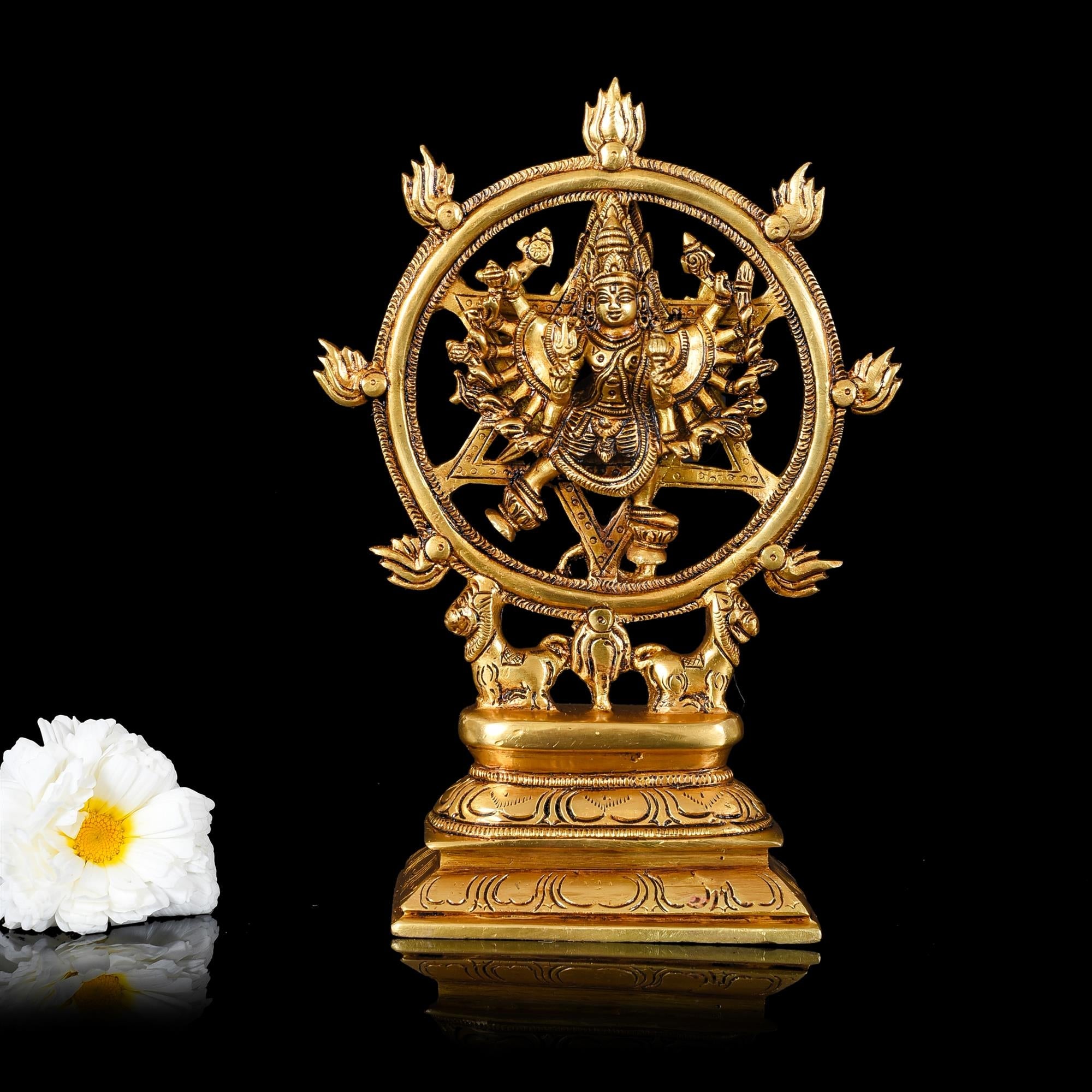 Brass Superfine Vishnu Narasimha Chakratalwar Statue (9.5 Inch) Vedansh Craft
