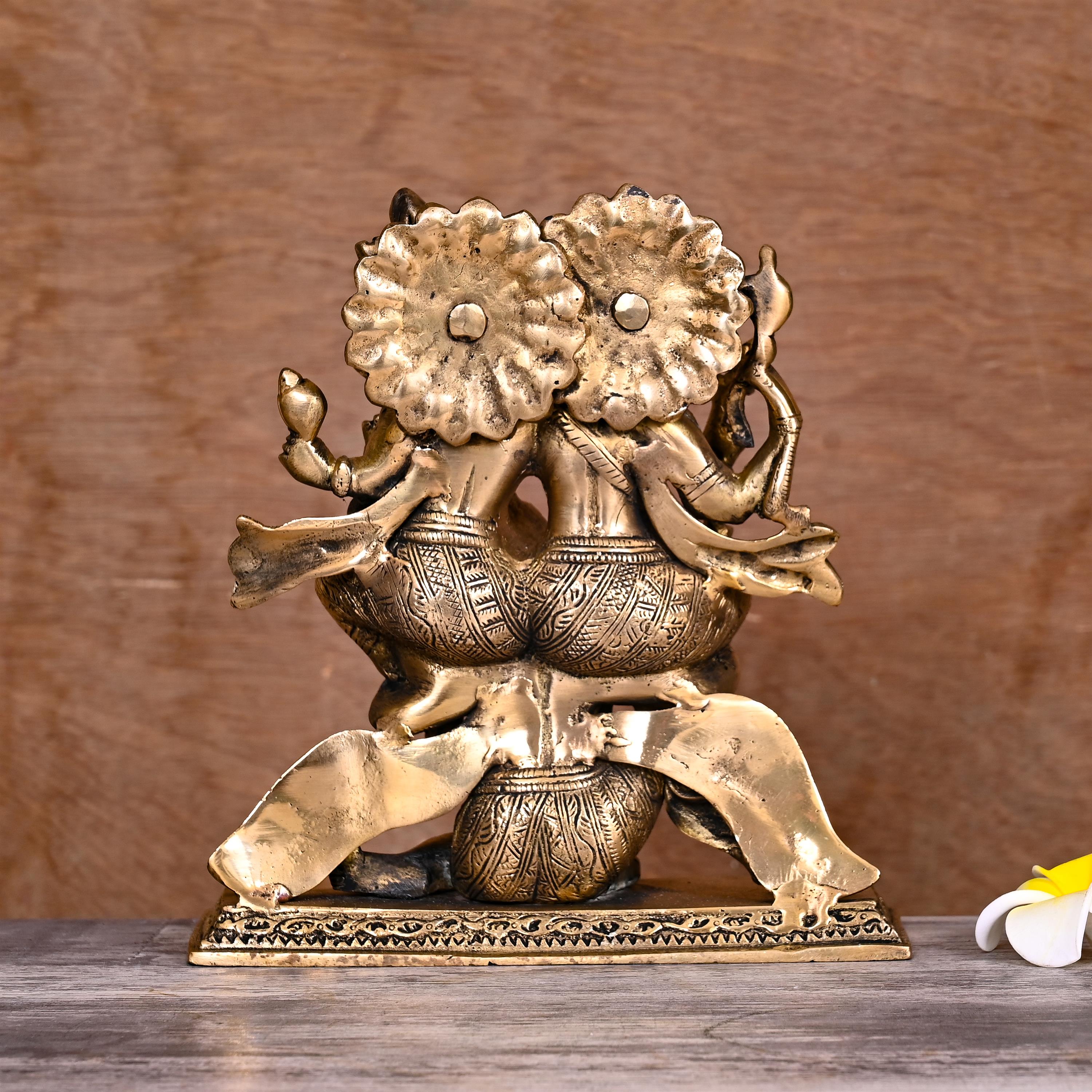 Brass Garuda, Vishnu & Lakshmi Statue (8.2") Vedansh Craft