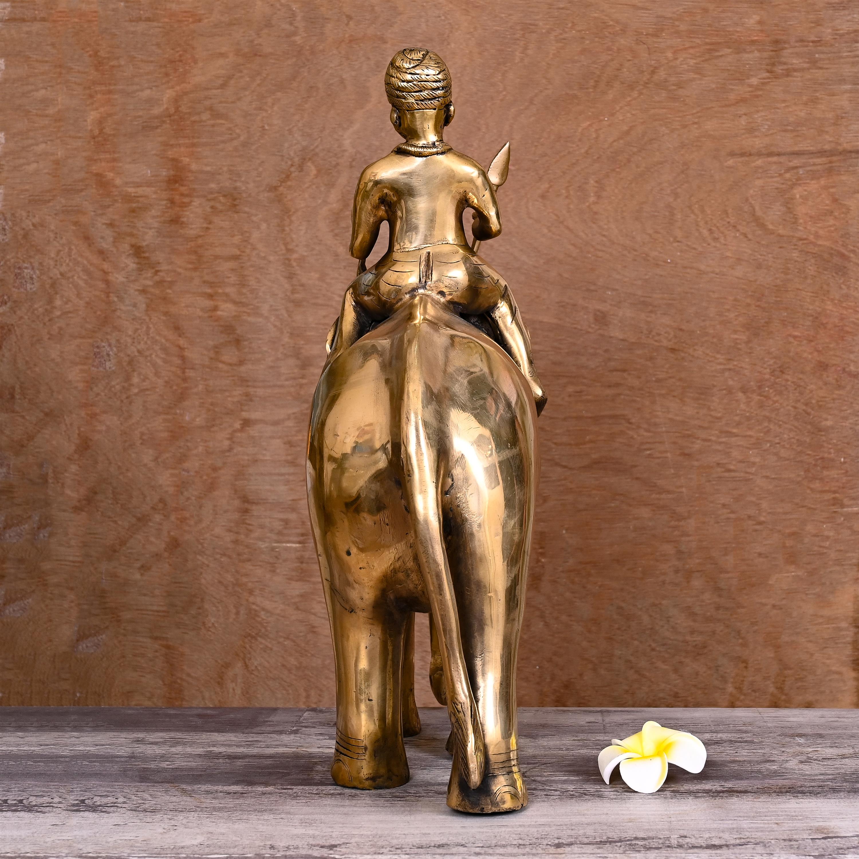 Brass Lord Indra On Elephant Airavata Statue (25 Inch) Vedansh Craft