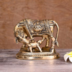 Brass Kamdhenu Cow With Calf Idol (4.5 Inch) Vedansh Craft