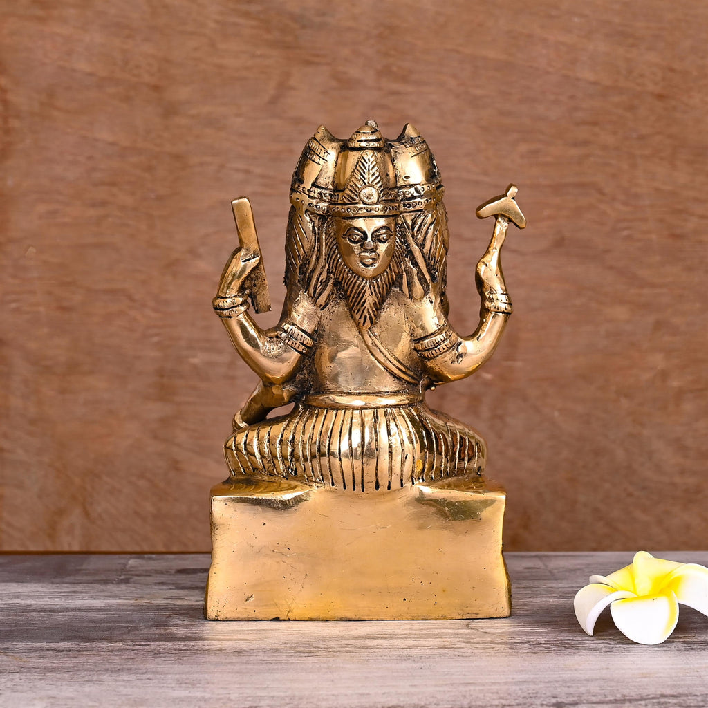Brass Lord Brahma Statue (8.2 Inch) Vedansh Craft