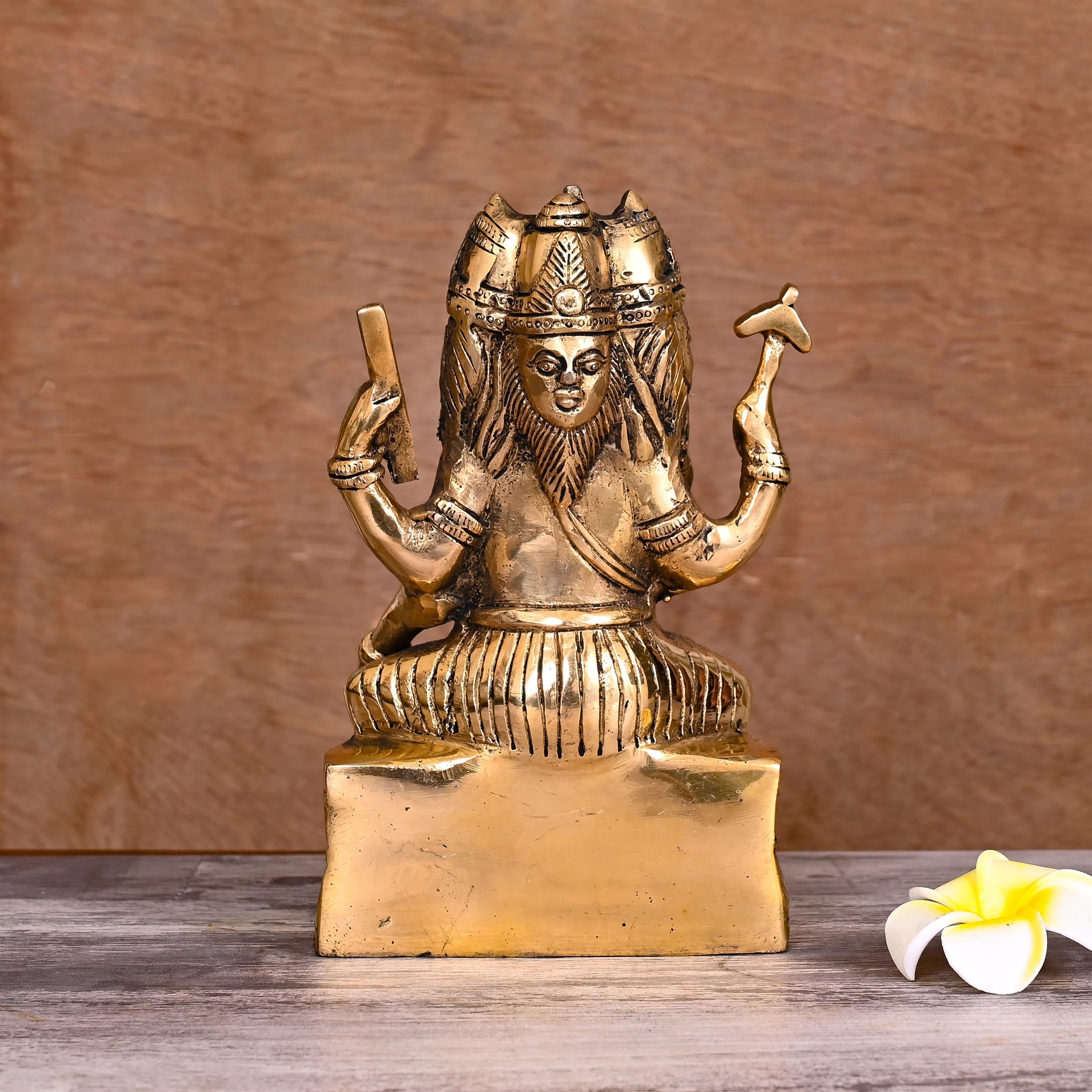 Brass Lord Brahma Statue (8.2 Inch) Vedansh Craft
