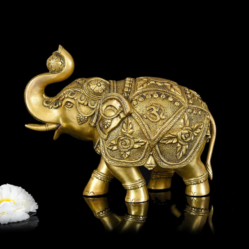 Brass Royal Elephant Statue (8.5 Inch) Vedansh Craft