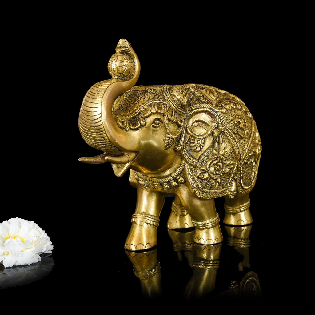 Brass Royal Elephant Statue (8.5 Inch) Vedansh Craft