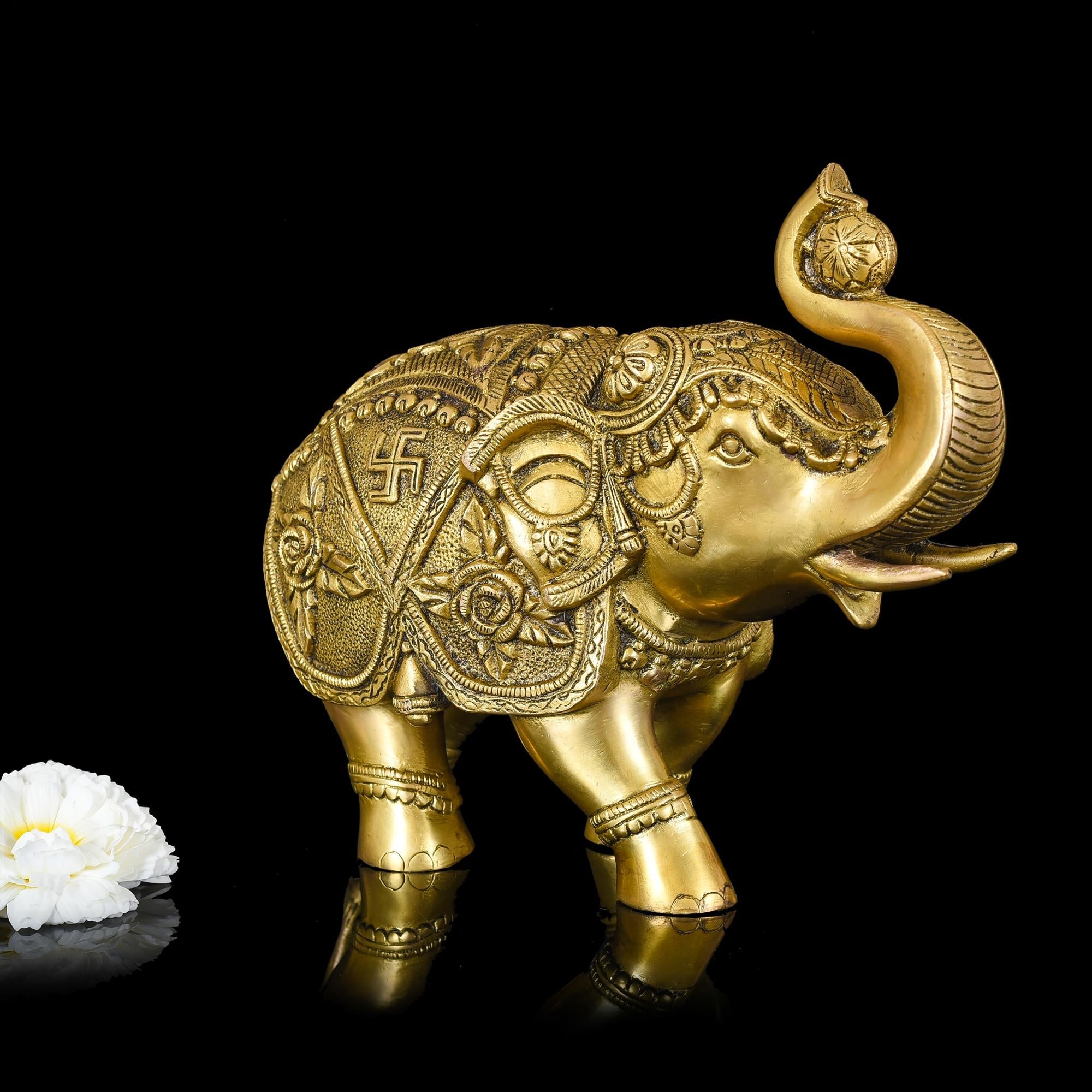 Brass Royal Elephant Statue (8.5 Inch) Vedansh Craft