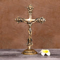 Brass Christian Cross Jesus Christ Statue (12 Inch) Vedansh Craft