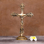 Brass Christian Cross Jesus Christ Statue (12 Inch) Vedansh Craft