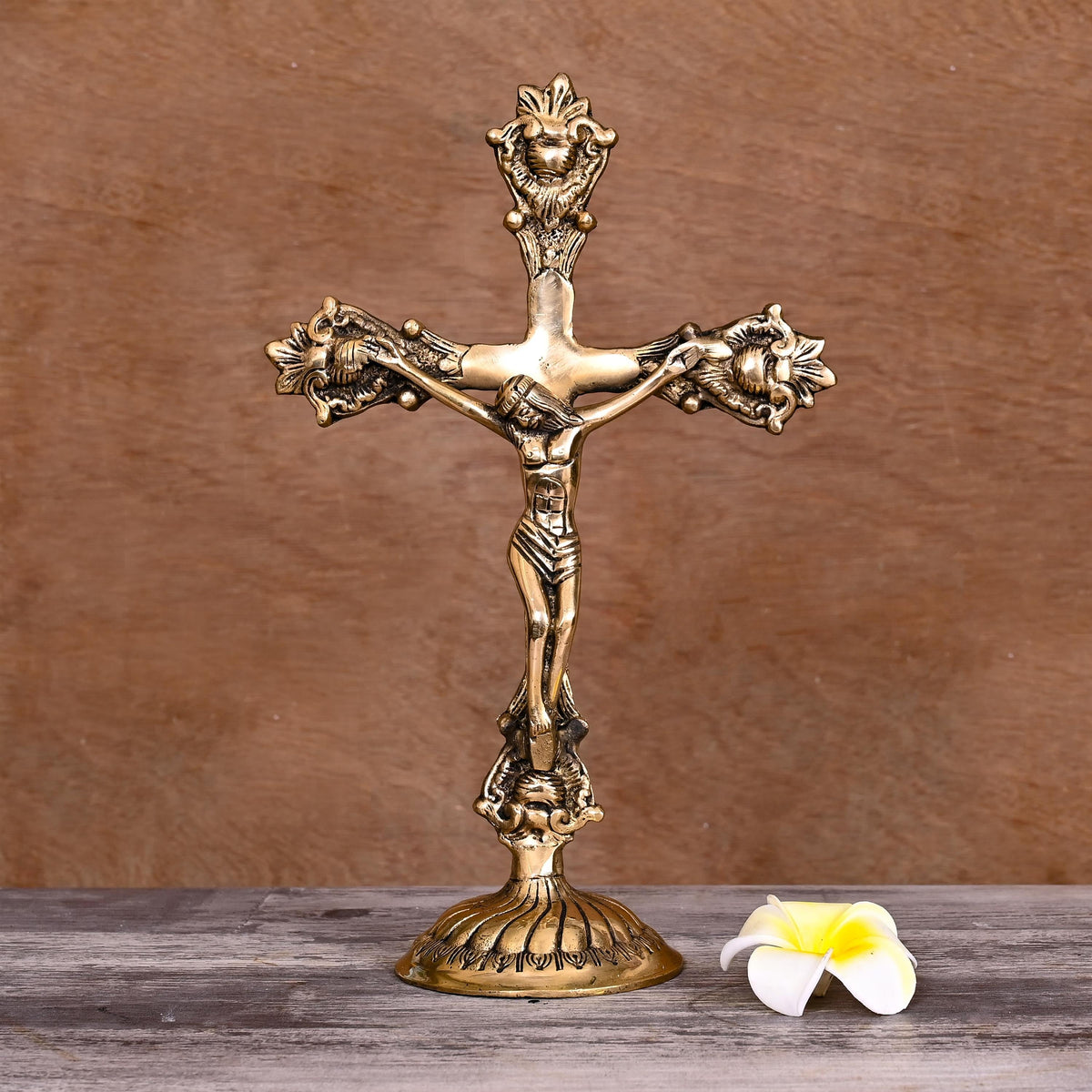 Brass Christian Cross Jesus Christ Statue (12 Inch) Vedansh Craft