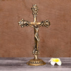 Brass Christian Cross Jesus Christ Statue (12 Inch) Vedansh Craft