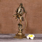 BRASS LORD DANCING GANESHA ON SNAKE (10.5") Vedansh Craft