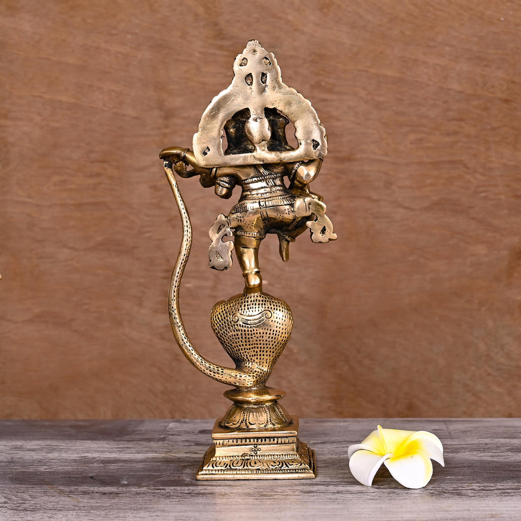 BRASS LORD DANCING GANESHA ON SNAKE (10.5") Vedansh Craft