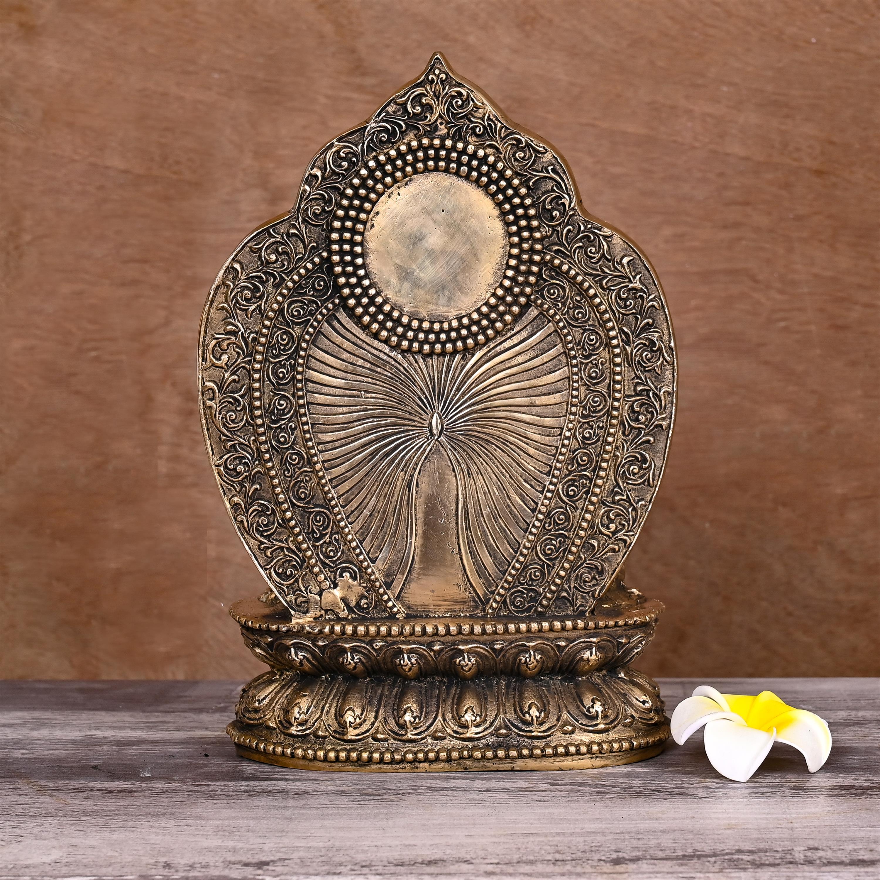 BRASS HANDCARVED BLESSING BUDDHA STATUE (10.5") Vedansh Craft