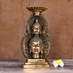 Brass Buddha Head Candle Holder  (11.8 Inch) Vedansh Craft